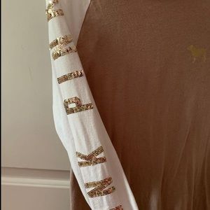 Pink VS bling crew neck tee.